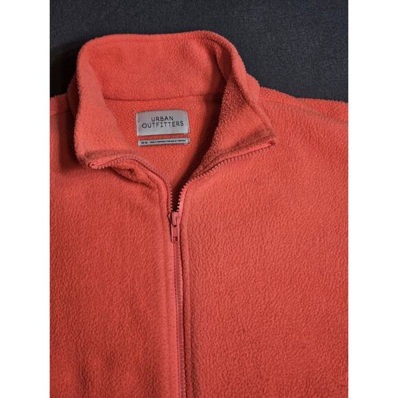 Urban Outfitters Sweatshirt Women's Medium Pink Fleece Full-Zip Jacket W/Pockets - Picture 2 of 7